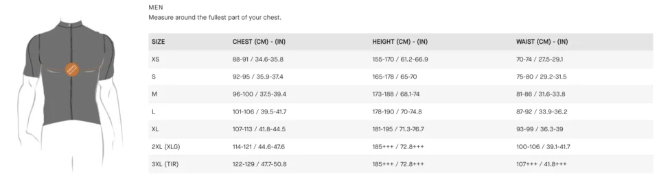 assos jersey size guide