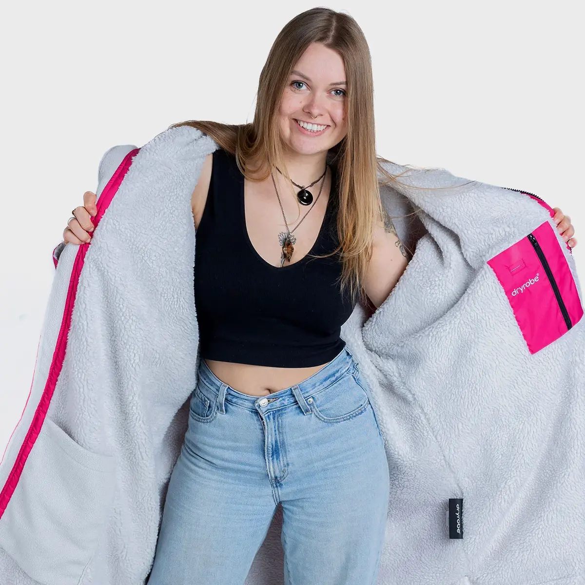 Dryrobe Advance Long Sleeve Pink Light Grey