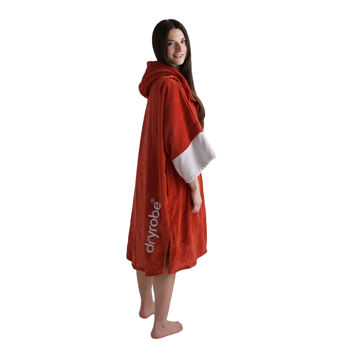 dryrobe full zip organic towel robe burnt orange