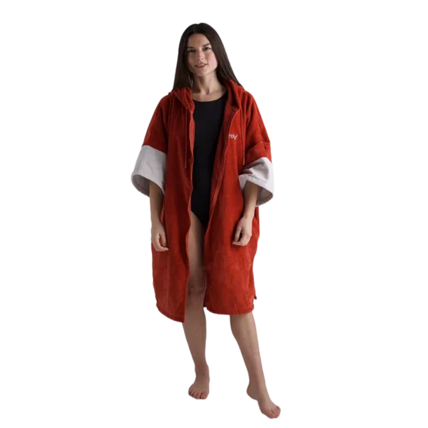 dryrobe full zip organic towel robe burnt orange