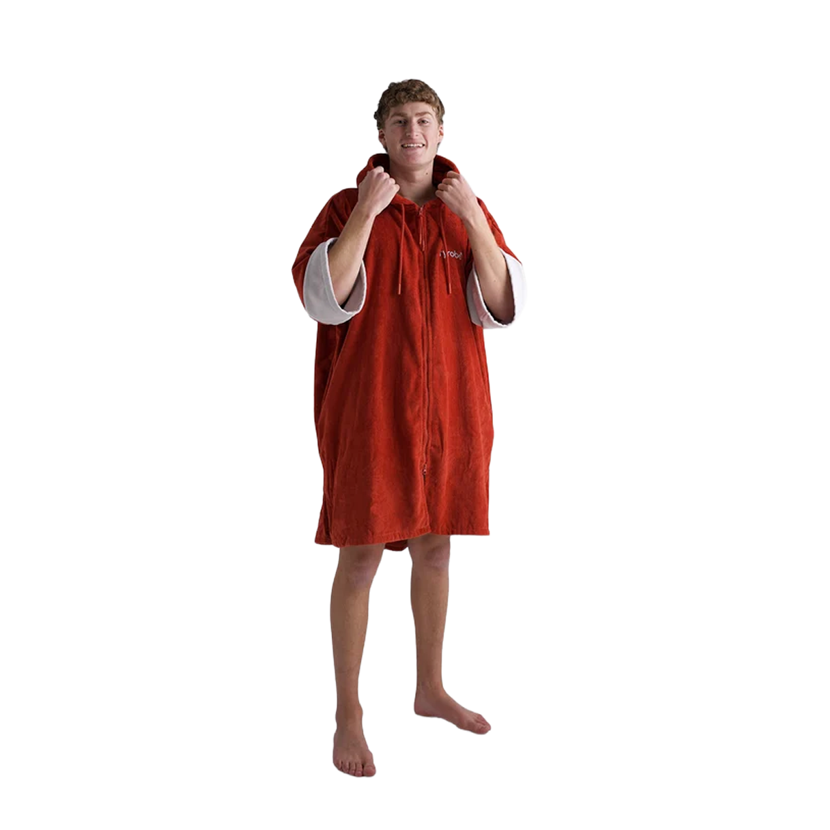 dryrobe full zip organic towel robe burnt orange